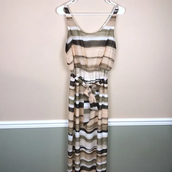 Eliza J | Dresses | Eliza J Womens Striped Multicolored Belted Tank Maxi  Dress | Poshmark